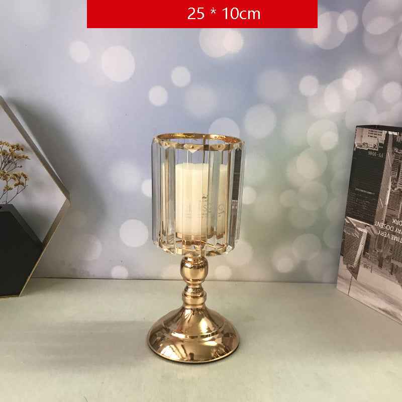 Crystal Candle Holder Creative Decoration Restaurant Metal Glass