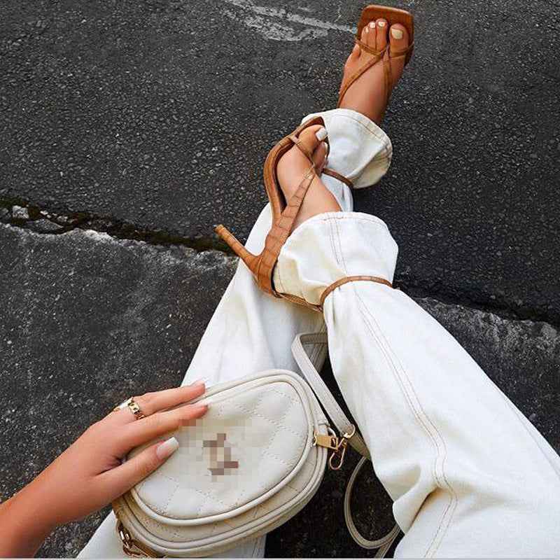 Flip-Flops Square Toe Stiletto Sandals Women