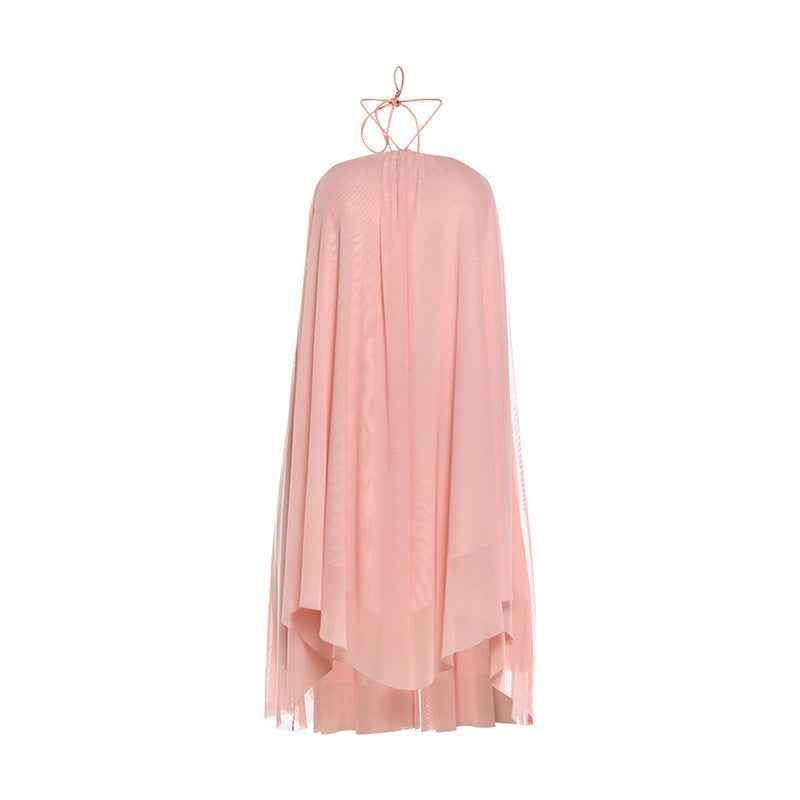 Womens Holiday Halterneck Lace-Up Backless Short Dress