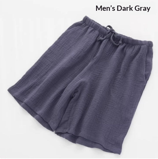 Men's Home Wear Loose-fitting Short Shorts Made Of Pure Cotton Crepe by Mirlaine Univers