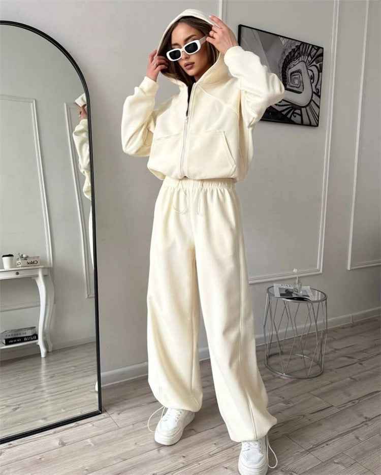 Women's Sportswear Set Solid Color Cardigan Set