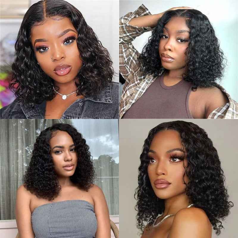Frontal Human Hair Double Suction Water Wave BOB Wig