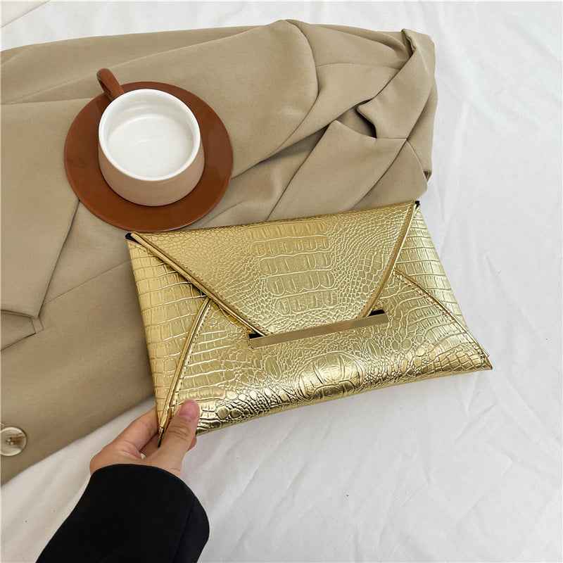 Versatile Trendy Crocodile-pattern Envelope Bag With A Chic Fashionable Vibe
