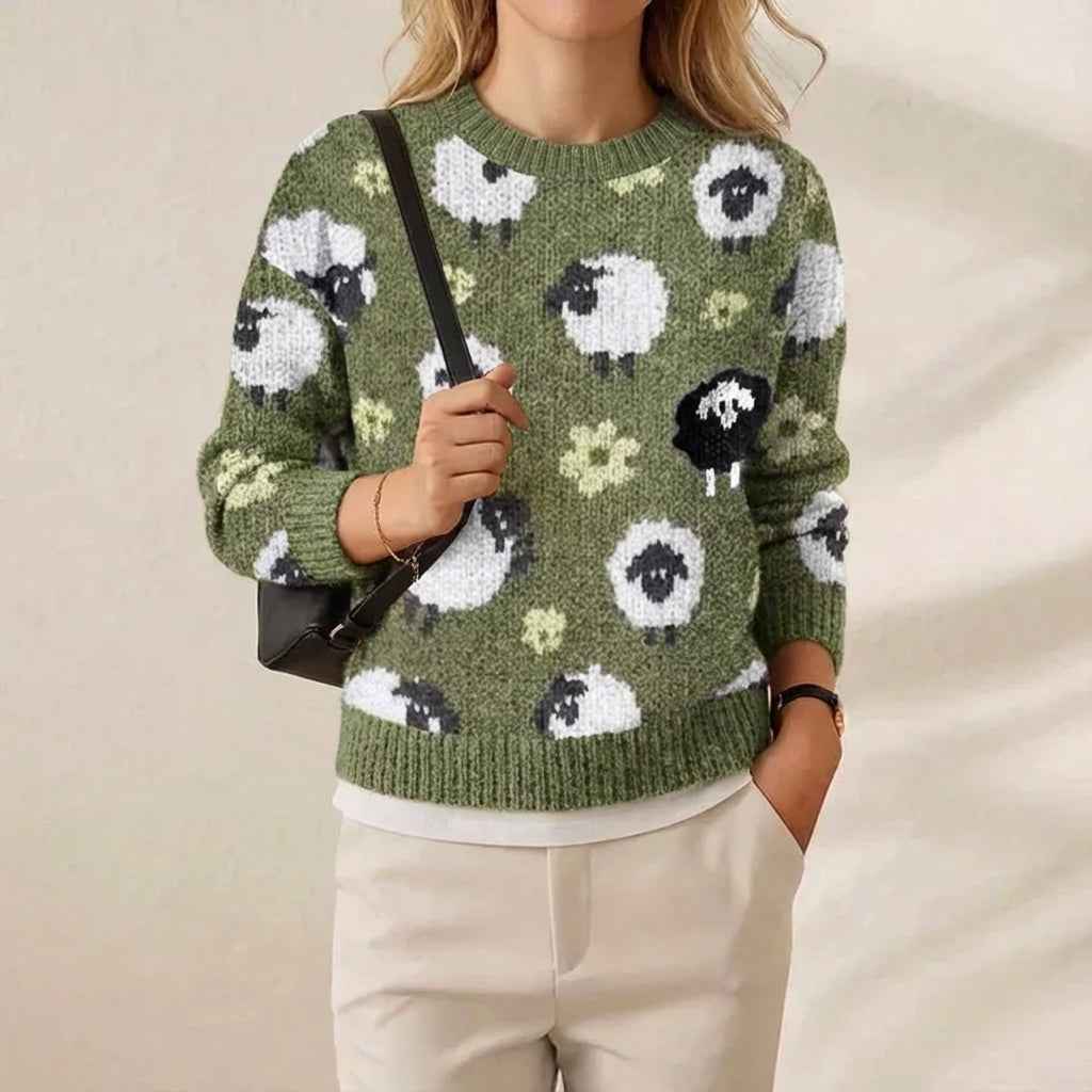 Hot-selling Crew-neck Color-block Loose-fitting Fashionable Pullover Knit Sweater