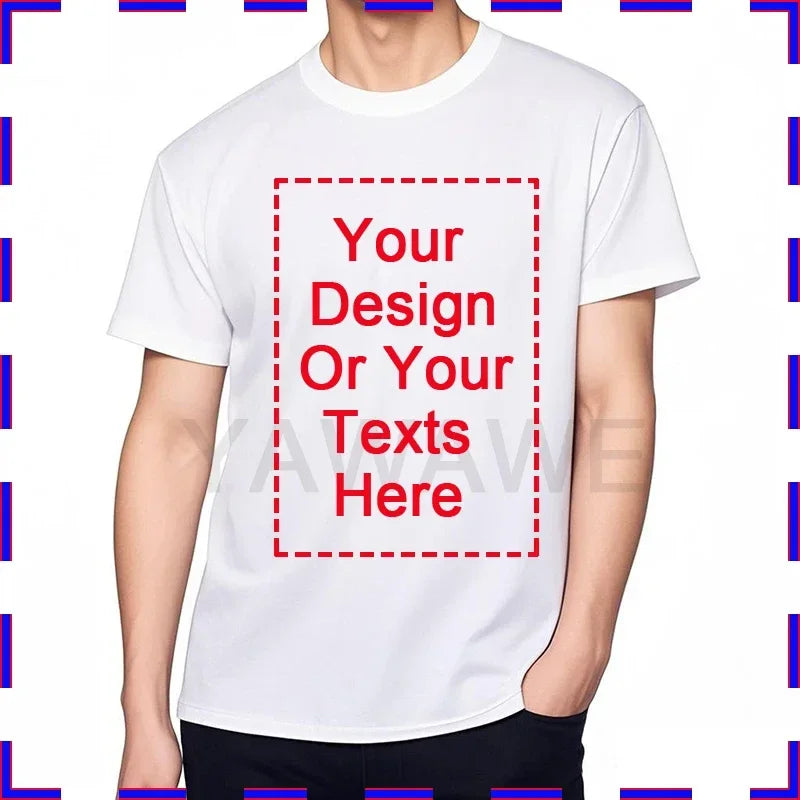 Customized Tee Shirt Your Text Here Premium Cotton Comfortable Men Tshirt Bigger Size O Neck Fashion Perfect Gift summer tees
