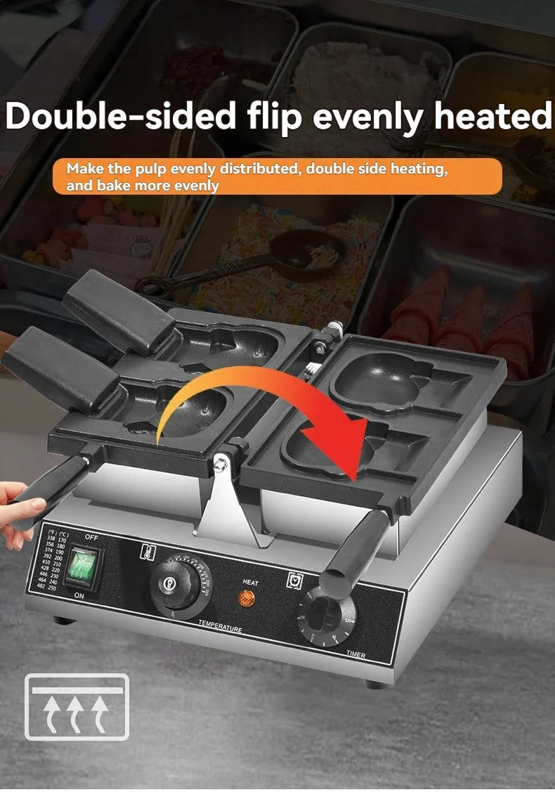 New Ice Cream Cone Kitty Waffle Machine 220V Electric Kitty Cat Bread Waffle Machine Open Mouth Waffle Maker Machine