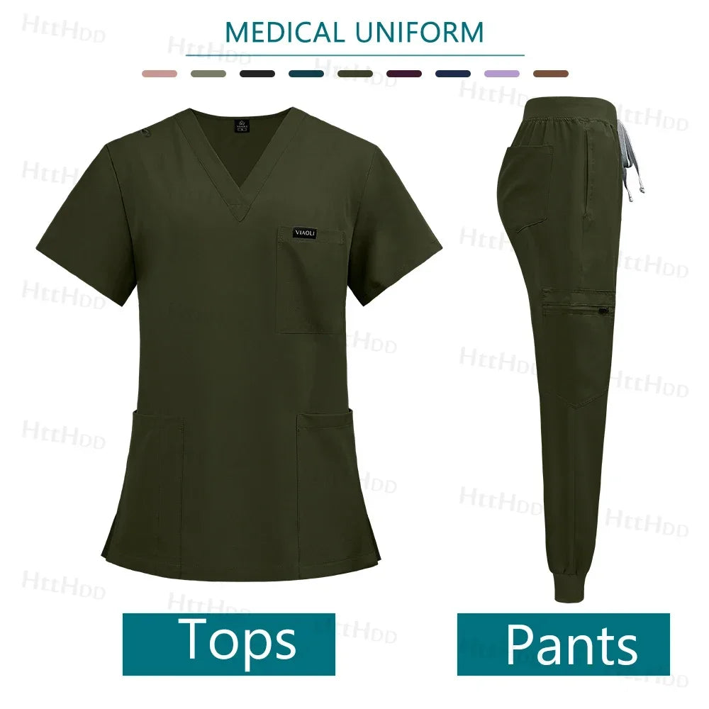 Mens Scrubs Uniform Work Gowns Woman Doctor Surgical Gown Wholesale Scrub Sets Beauty Salon Pharmacy Pet Store Uniforms Top Pant