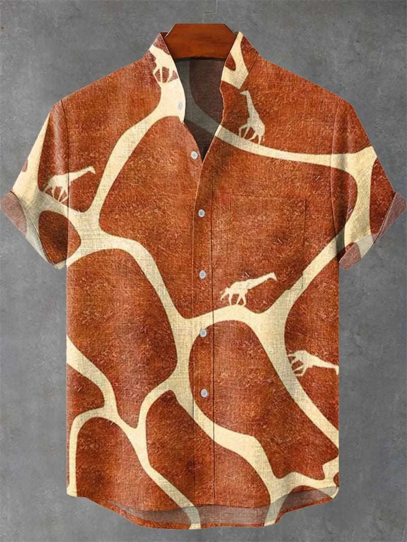 Men's Ethnic Style Flower Print Short Sleeve Top Comfort Flap Shirt Beach Holiday Hawaii Summer Casual Shirt