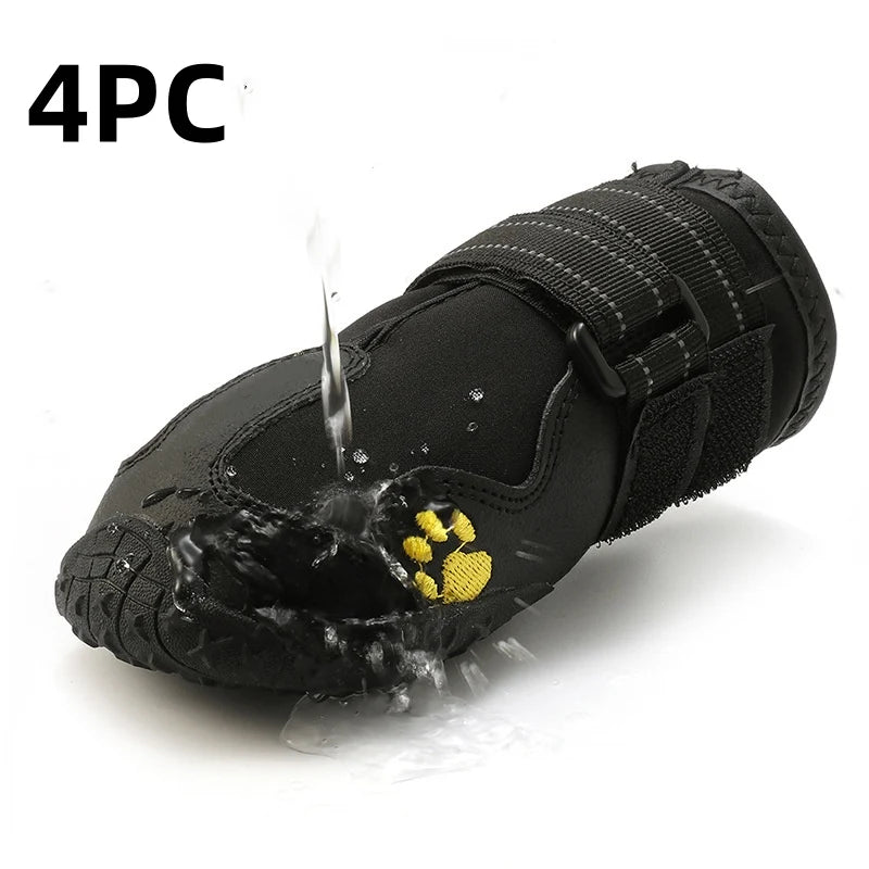 Socks Footwear For Medium Large Dog 4pcs/set Pet Dog Shoes Reflective Waterproof Dog Boots Warm Snow Rain Pets Booties Anti-slip
