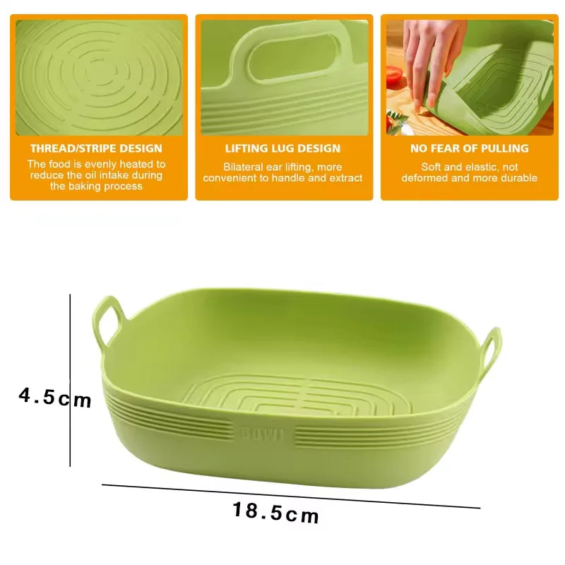 New Silicone Air Fryers Oven Baking Tray Basket Reusable Airfryer Pan Liner Mold Pizza Mat Replacement Grill Pan Accessories