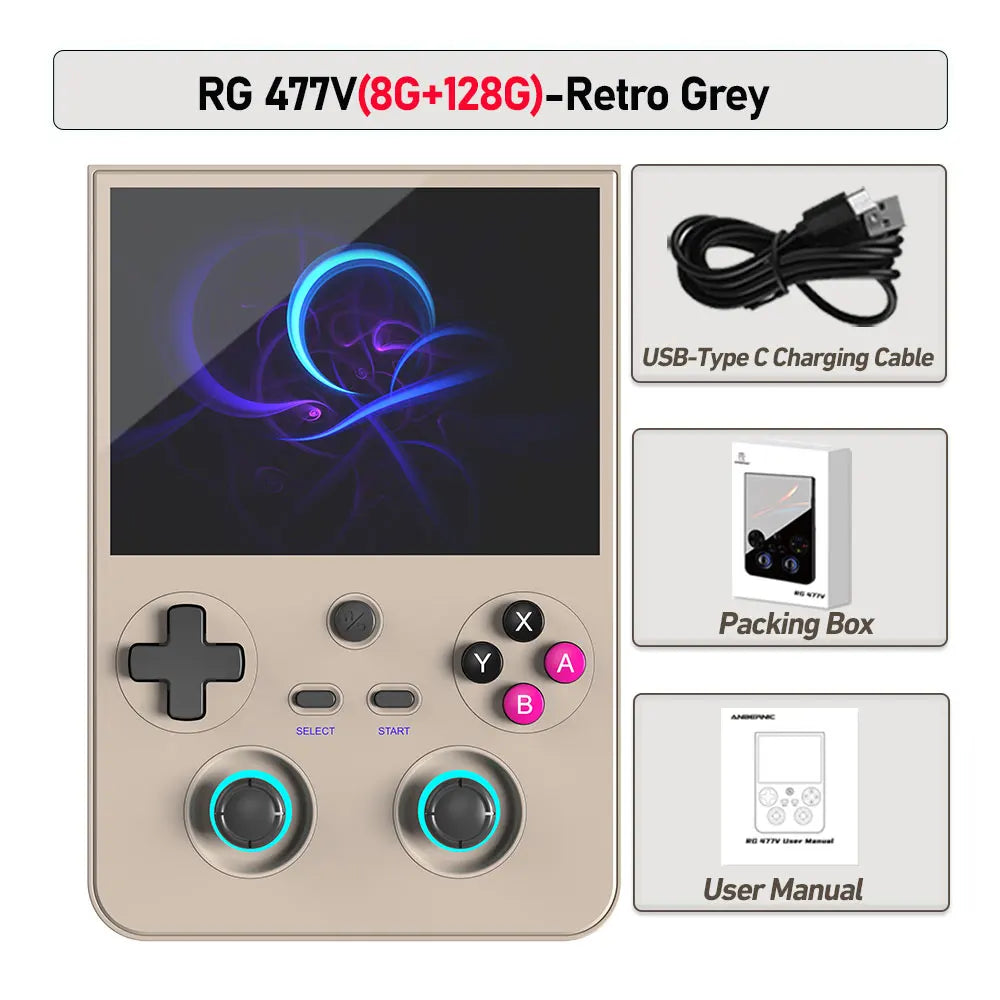 Anbernic RG 477V Retro Handheld Game Console 4.7-inch Touchscreen Dimensity 8300 Android 14 WiFi Bluetooth Hall RGB Joystick Ai