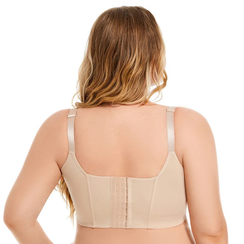 Women Full Coverage Push Up Bra Underwire Sculpting Uplift Shapewear Deep Cup T Shirt Bra Hide Back Fat Smoothing Brassiere