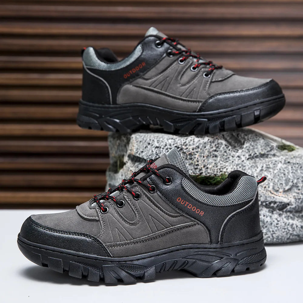 Outdoor Climbing Shoes Men's Trendy Flat Work Shoes Casual Sports Style New Model Comfortable Warmth Synthetic Leather Upgraded