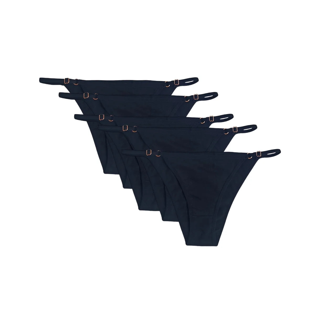5Pcs/set Cotton Panties Women Low Waist Adjustable Metal Slider Straps Bikini Briefs Breathable No Show Ladies Daily Underwear