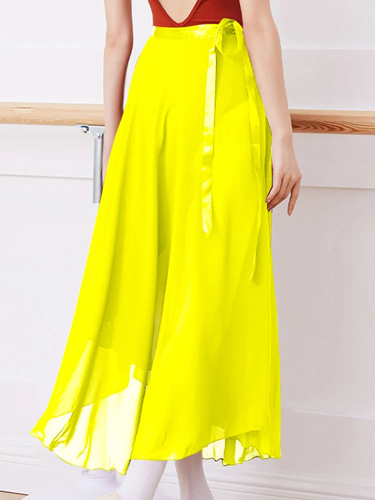 Adult Ballet Wrap Skirt for Women Soft Chiffon Dance Practice Skirt Ballet Class Performance Cover Up