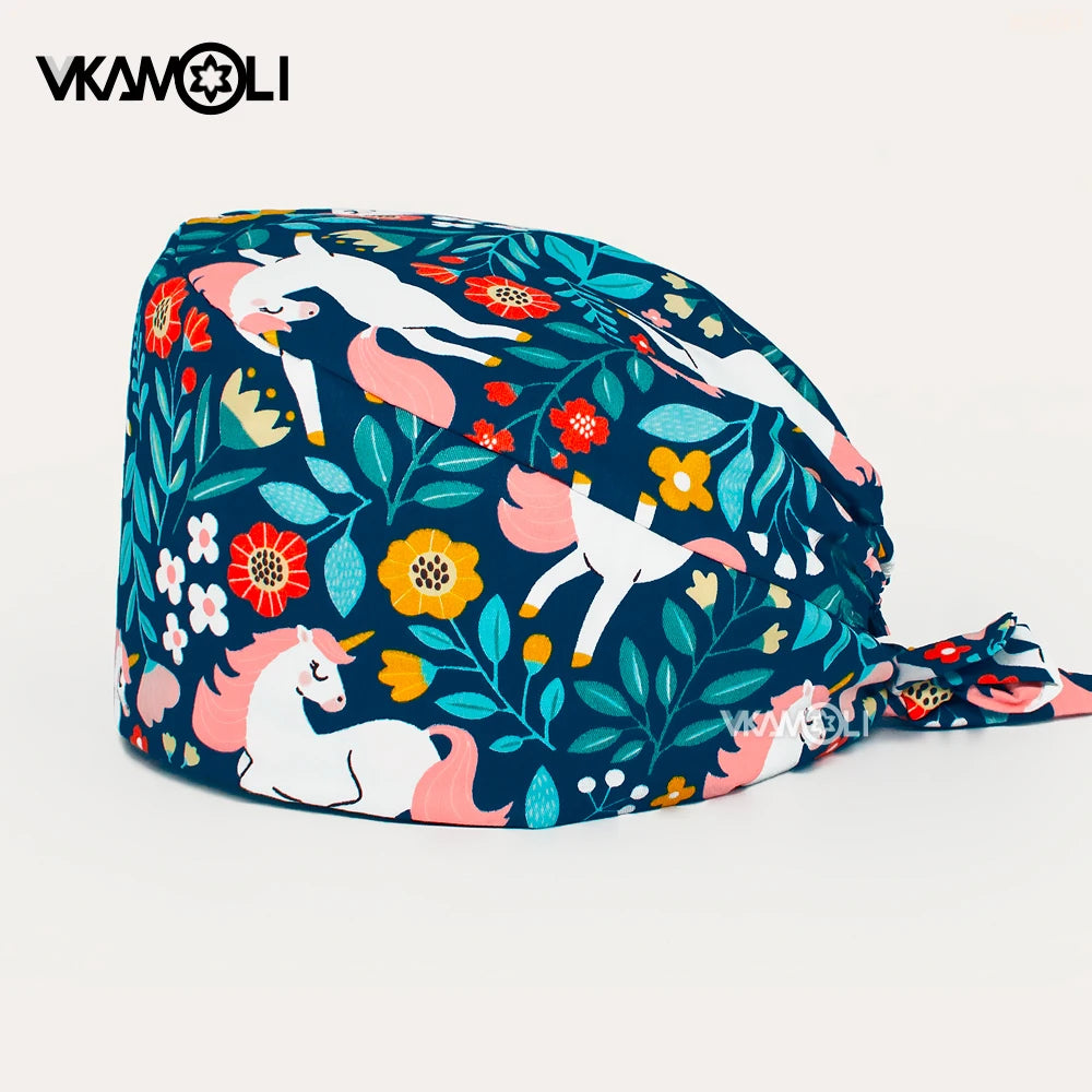 Cartoon Dinosaur series printed hospital surgical cap Reusable Hats Protection Anti-dust Caps Breathable Caps Cover