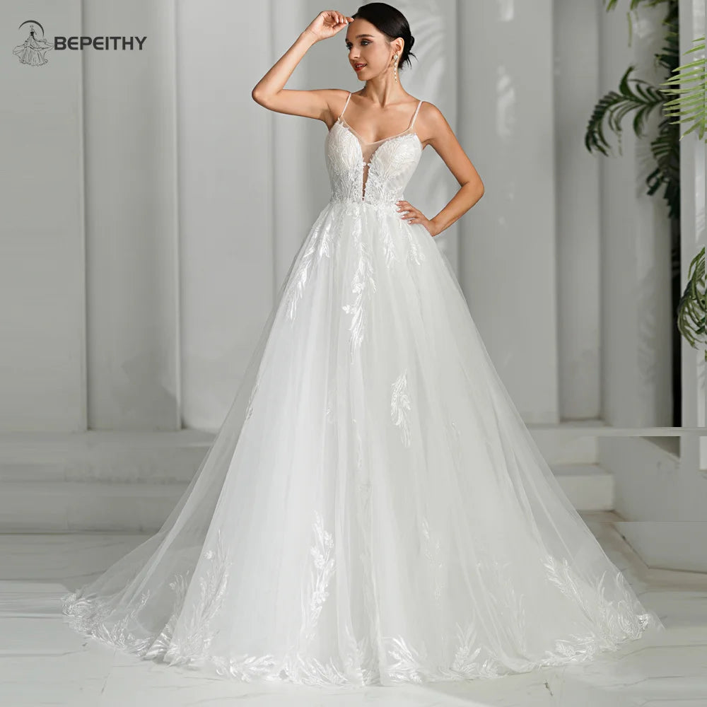 BEPEITHY Customized Muslim Long Sleeves Wedding Dresses 2026 Winter Women Princess Bridal Ivory Luxury Glitter Ball Gown Bride