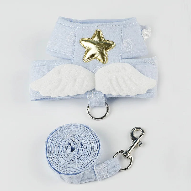 Angel Wing Vest Harness Leash Cat Dog Pet Supplies Personalized Necklace Accessories Harness Leash 4 Season