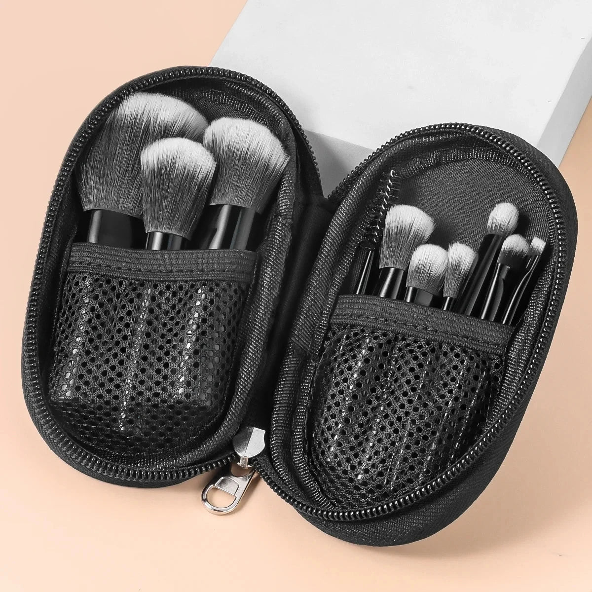 10pcs Pink Makeup Brush Set for Beginners Mini Portable Foundation Eyeshadow Brushes with Crystal Handle Includes Brush Pouch