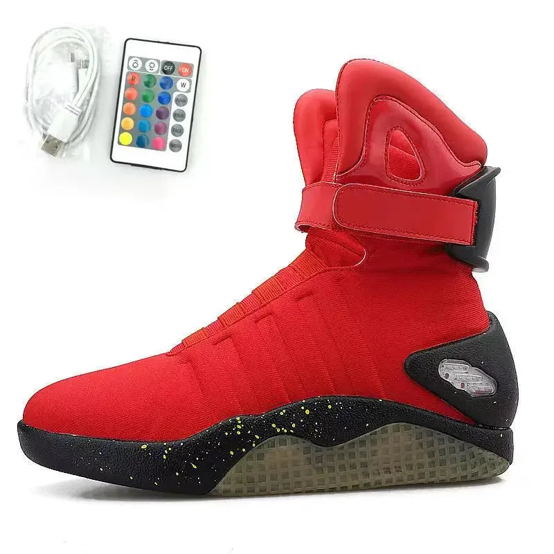 Remote Control LED Mag Shoes Fashion Light Up Sneakers for Men Air Shoes USB Recharging Shoes Back To The Future Boots 1989