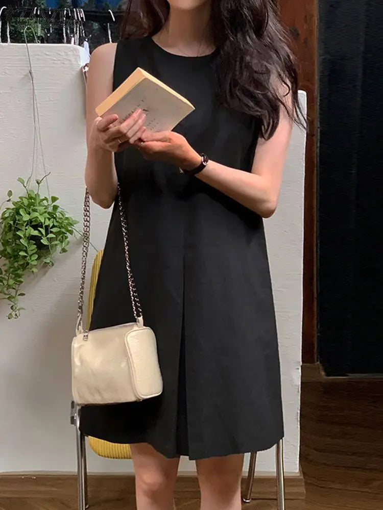 ZANZEA Tank Dresses Oversized Sleeveless KneeLength Sundress
