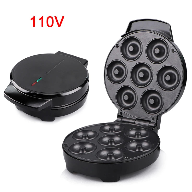 DMWD 110V/220V Electric Donut Maker Automatic Heating Egg Cake Bread Baking Machine High Power Fast Heating Oven Pan Breakfast