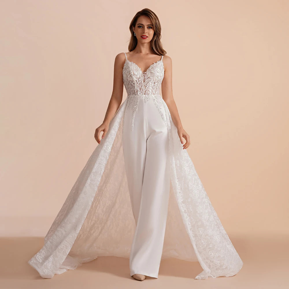 BEPEITHY Customized Boho Ivory A Line Lace Wedding Dresses For Bride Women 2023 Floor Length Sexy Garden White Bridal Gown New