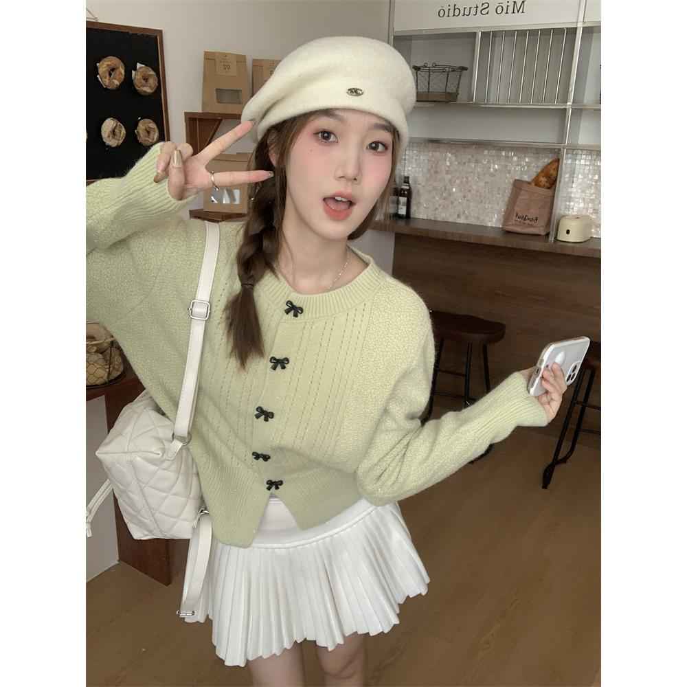 Lazy Bow Short Sweaters Cardigan
