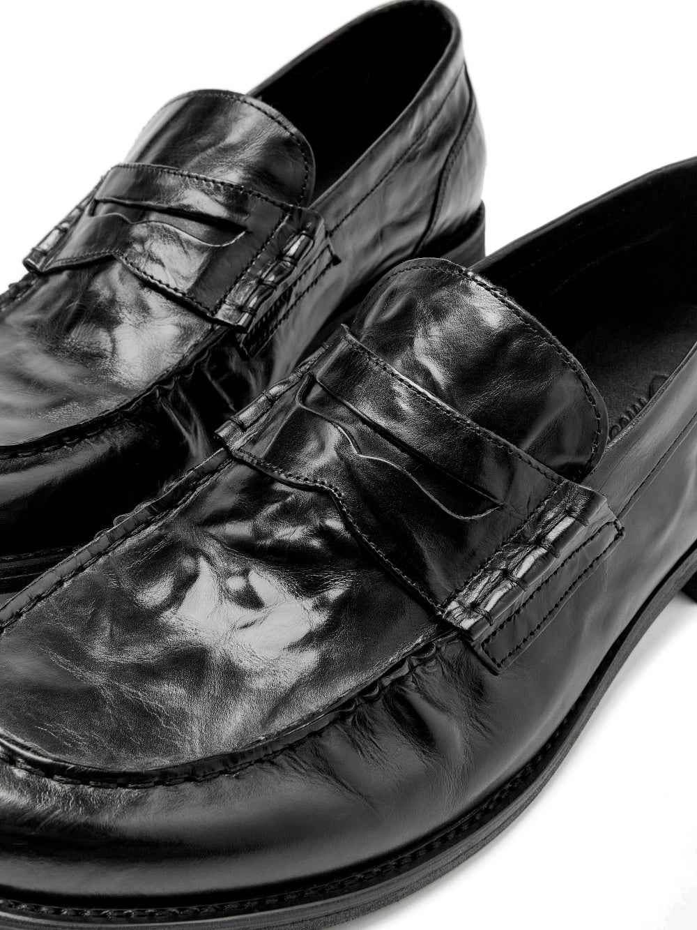 Leather Slip-on Loafers Genuine Leather Pleated Casual Shoes