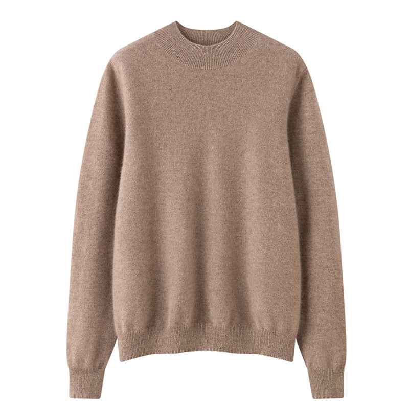 Womens Solid-Color Loose-Fit Mock-Neck Cashmere Sweater