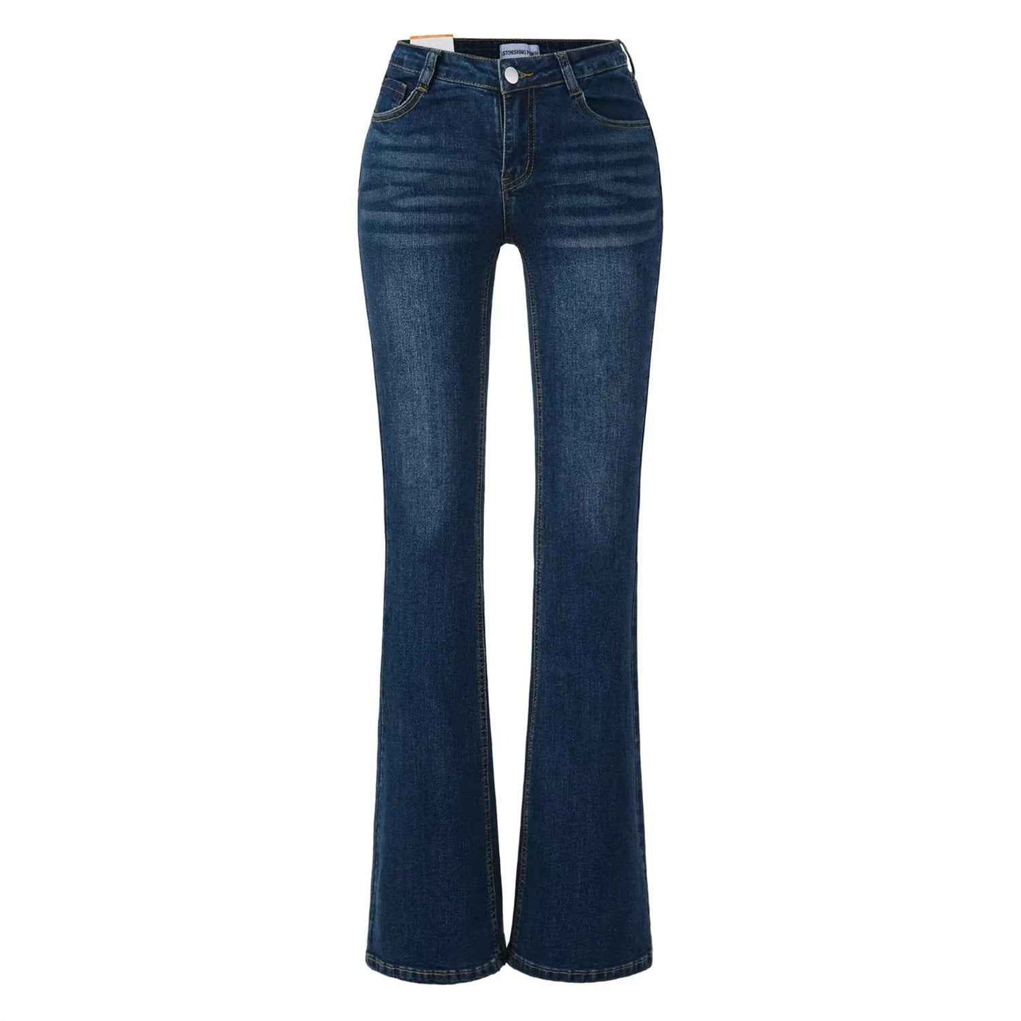 Slim-fit Washed Denim Jeans With Built-in Hip-padding To Elongate The Legs