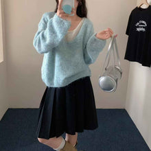 Laid-back Preppy Style Fake Two-piece Knitted Sweaters Top