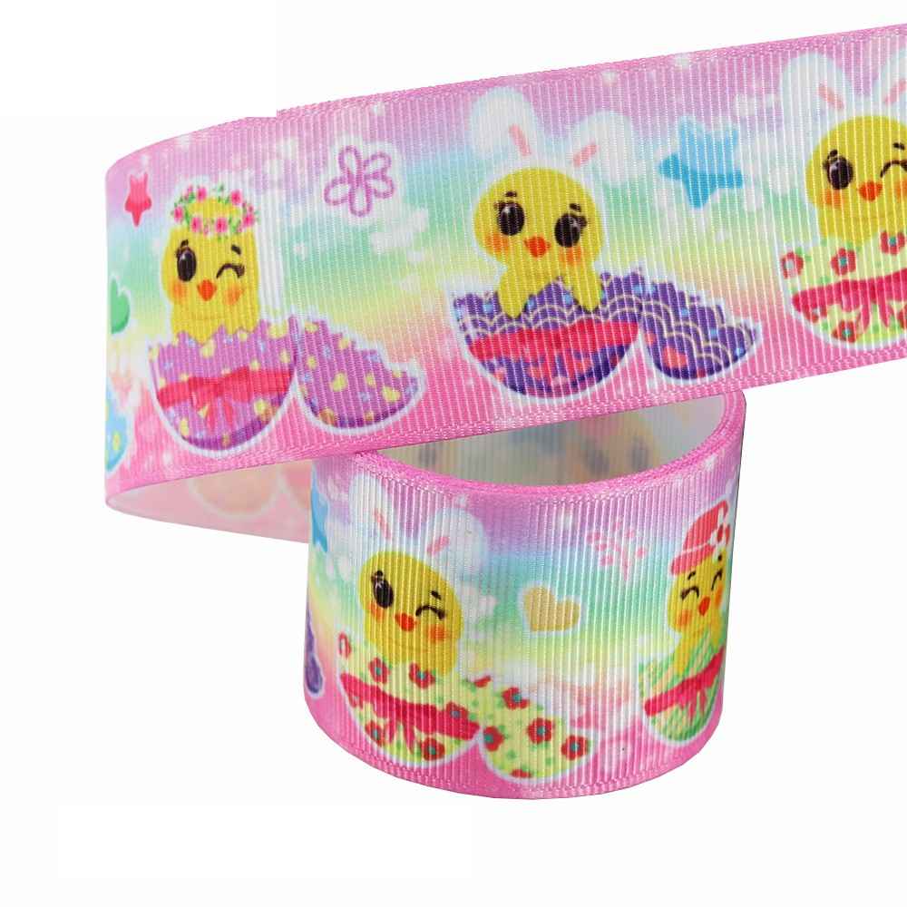 New Easter Printed Egg Ribbon Gift Packing Ribbon Rabbit Radish Scene