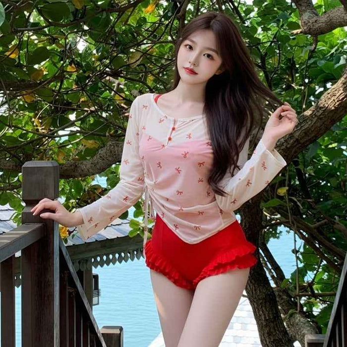 Women's One-Piece Long-Sleeve Two-Piece Swimsuit