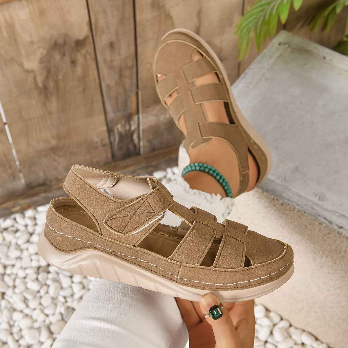 Harajuku Roman Closed Toe Fashion Platform Sandals For Women