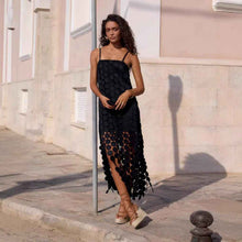 Hollow-out Polka-dot Midi Slip Dress