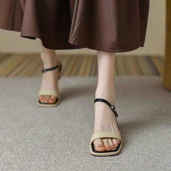 Chunky Heel Ankle-strap Toe Sandals For Women