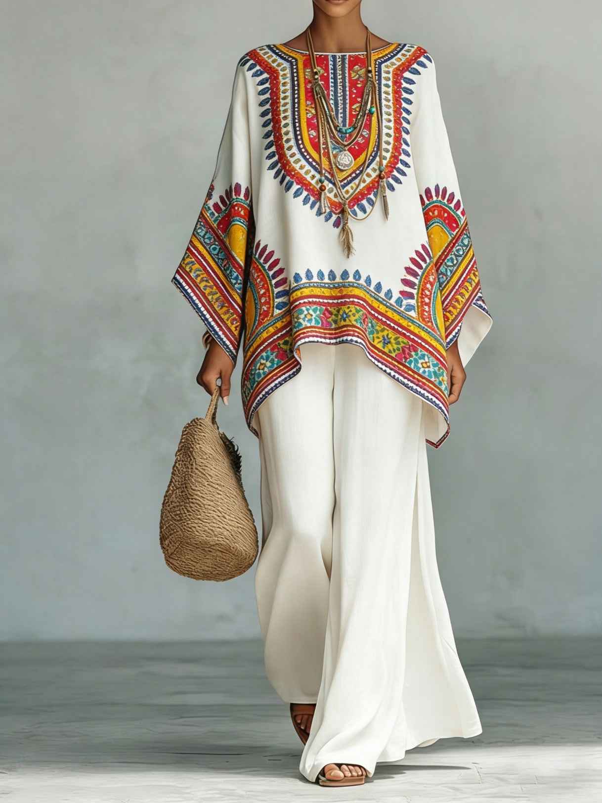 Women's Fashionable Printed Crew-Neck Casual Long-Sleeve Set