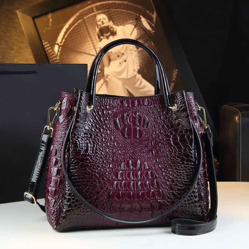 Stylish Textured And Colorful Crocodile-Print Womens Shoulder Bag