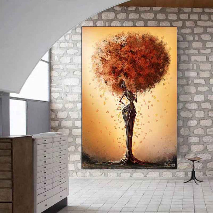 Impression par pulvérisation peinture à l'huile arbre couleur salon couloir noyau décoratif