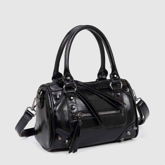 Fashionable Studded Large-capacity Pillow Racing Bowling Biker-inspired Tote And Shoulder Bag
