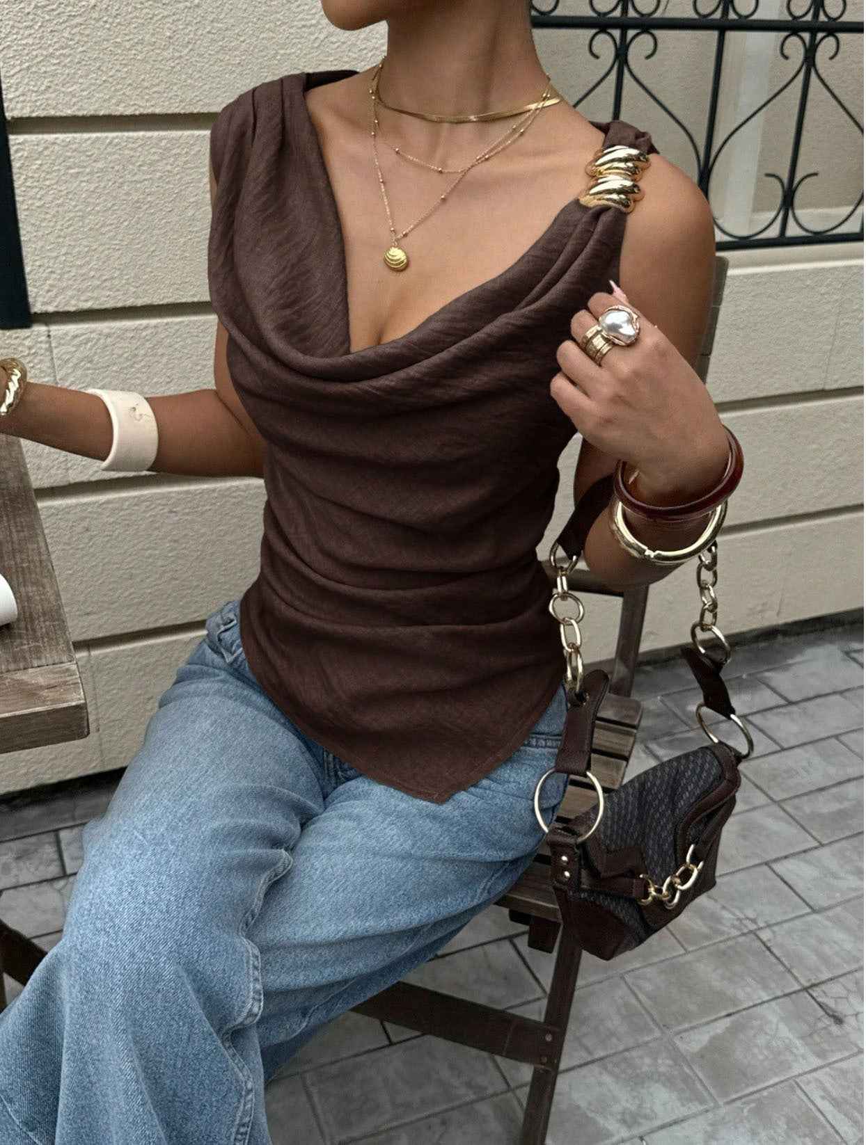 Women's Vest With Metal Decorations Sleeveless Shirt