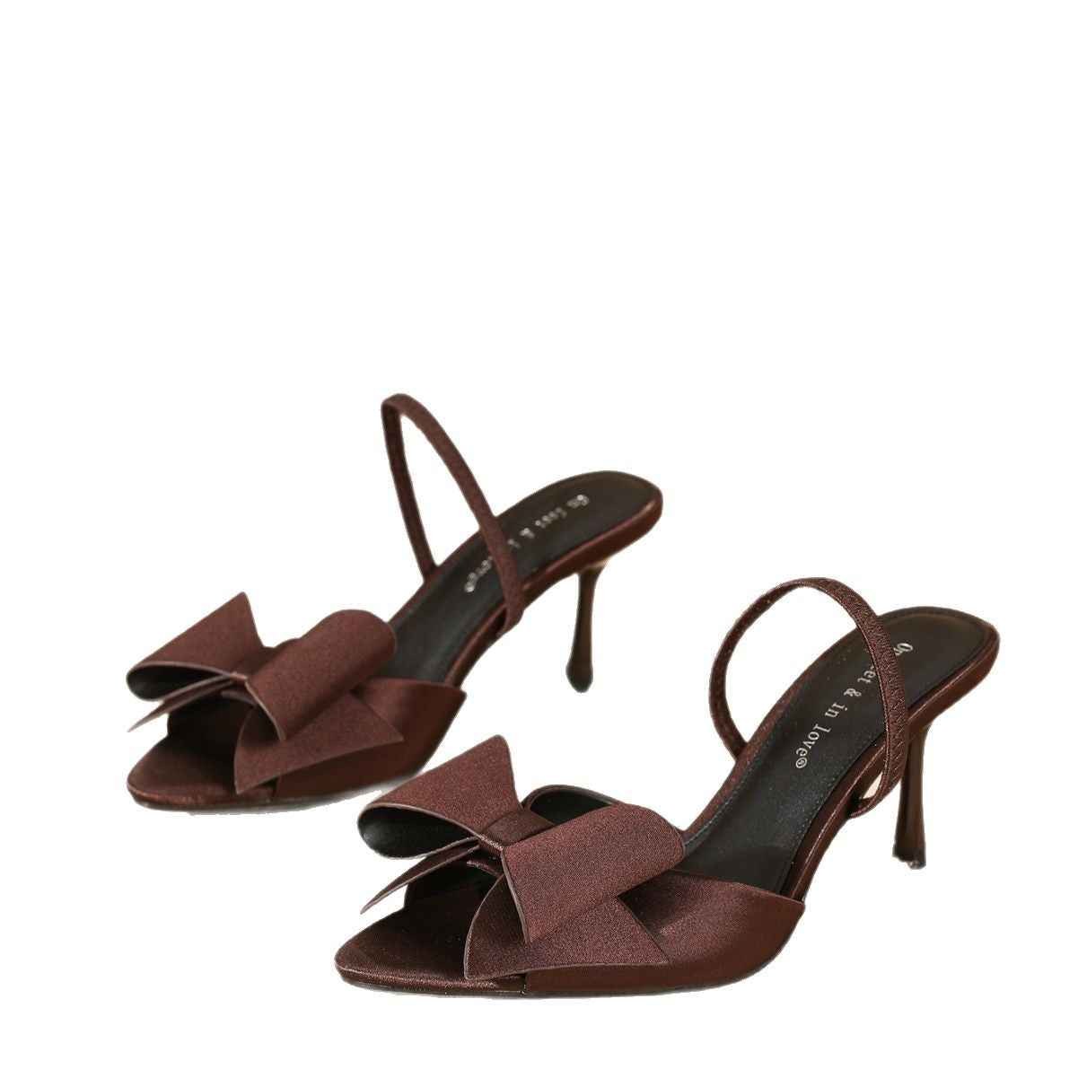 Bowknot Decoration Muller Stiletto Heels Pointed Toe Strap Sandals For Women