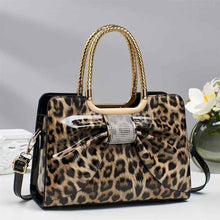 Hot-stone Embellished Fashionable Versatile Chic Leopard-print Womens Bag