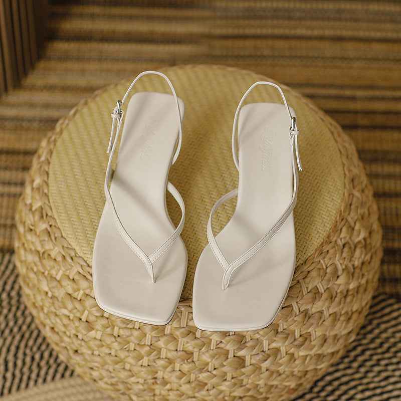 Soft Leather Square Toe High Heel Sandals For Women Summer