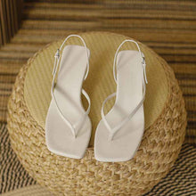 Soft Leather Square Toe High Heel Sandals For Women Summer