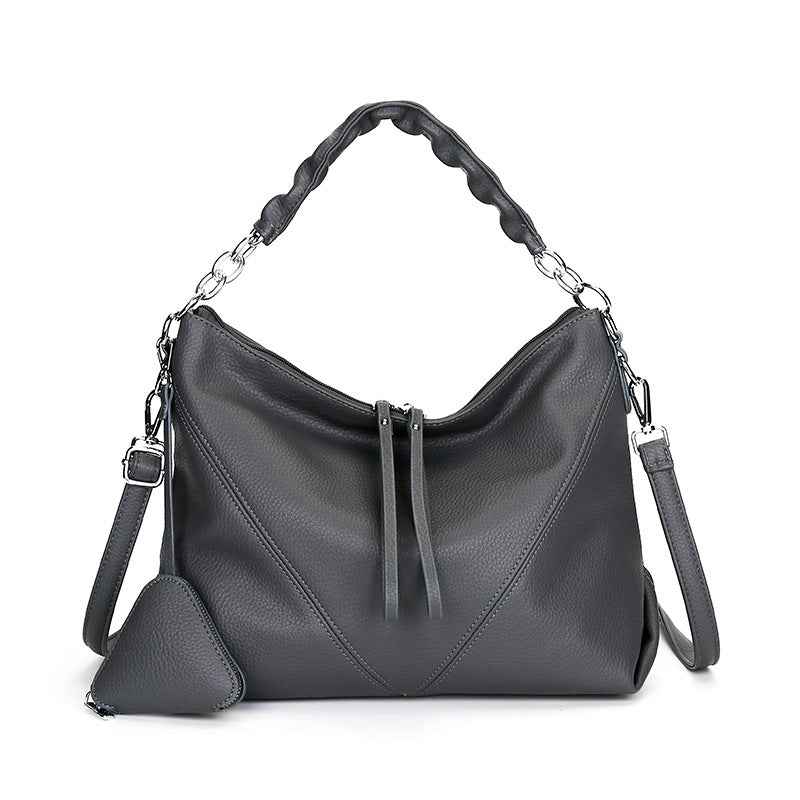 Simple Commuter Leather Chain Shoulder Underarm Bag With A Triangle Pouch