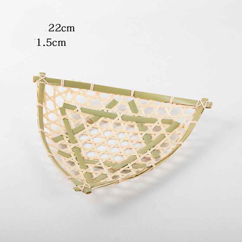 Hand-woven Mini Fruit Basket Grid Small Bamboo Basket Fruit Basket Small Basket