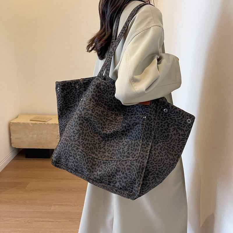 Womens Stylish High-Capacity One-Shoulder Canvas Bag