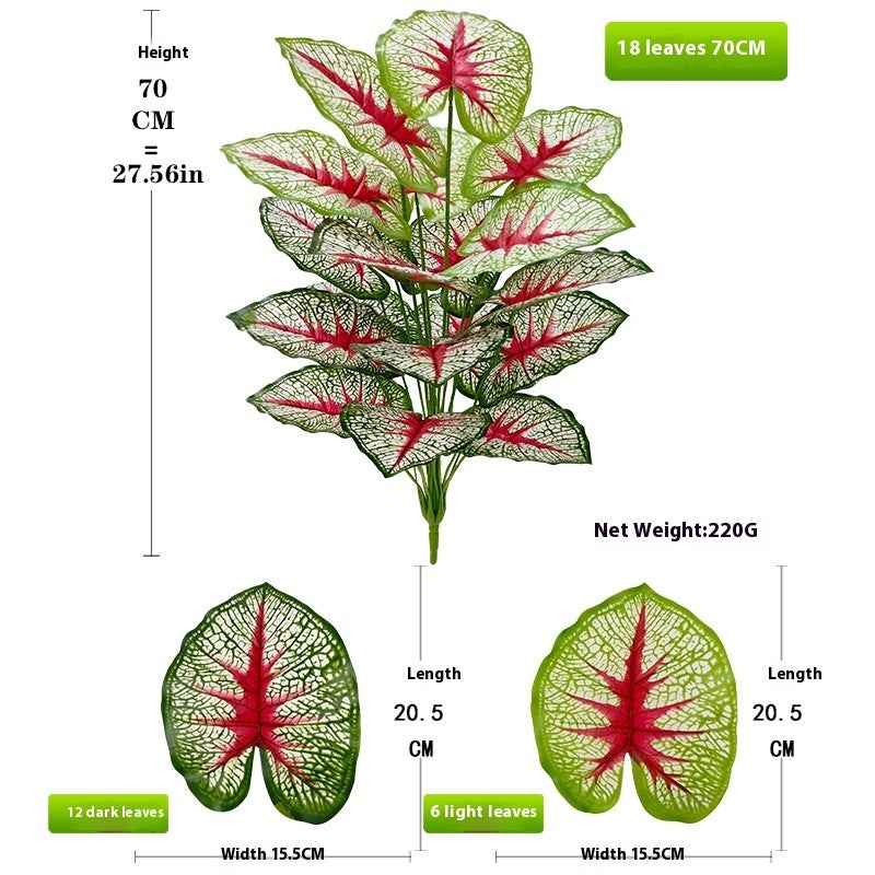 Artificial Green Plant White Green Color Taro Leaf Home Decorative Bonsai